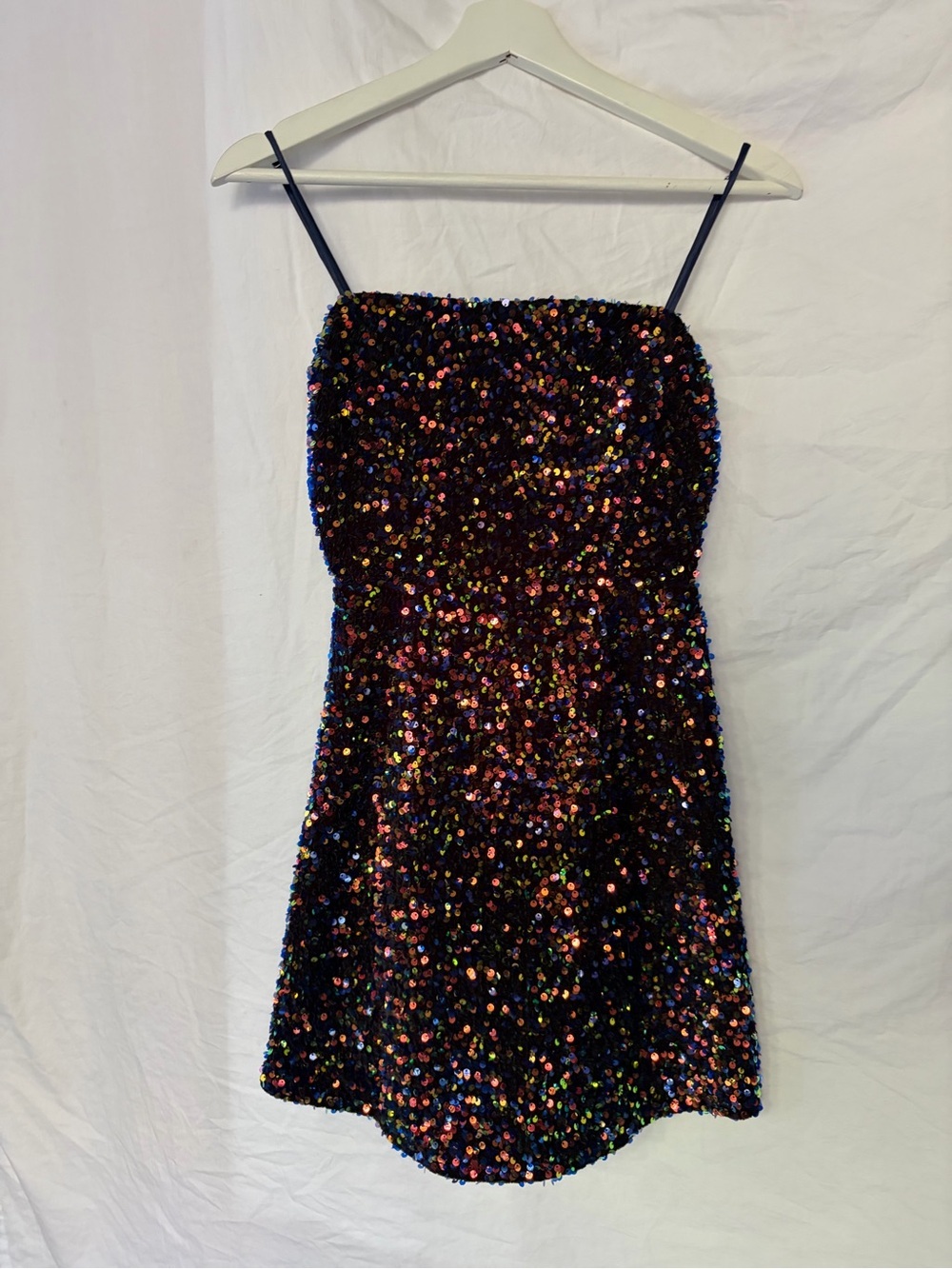 Hello Molly Multi-Color Sequin Mini Dress Sparkly Spaghetti Strap Party Size XS - Picture 2 of 15